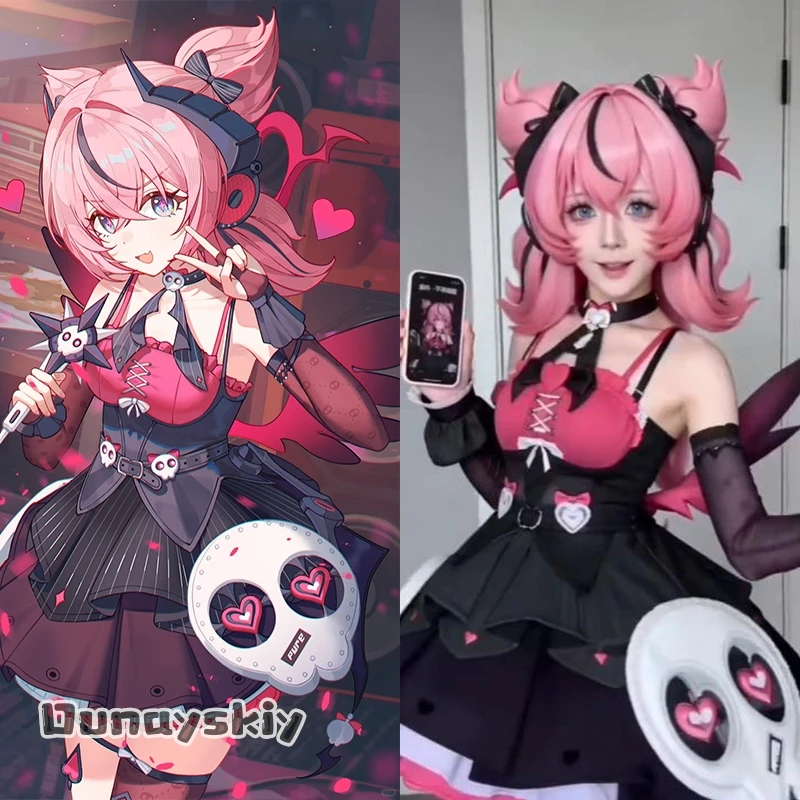 

Hemera Cos^Zenless Zone Zero Cosplay Aria New Event：Discordant Note Outfit Pink Black Little De*mon Sexy Dress Skull Goth Lolita