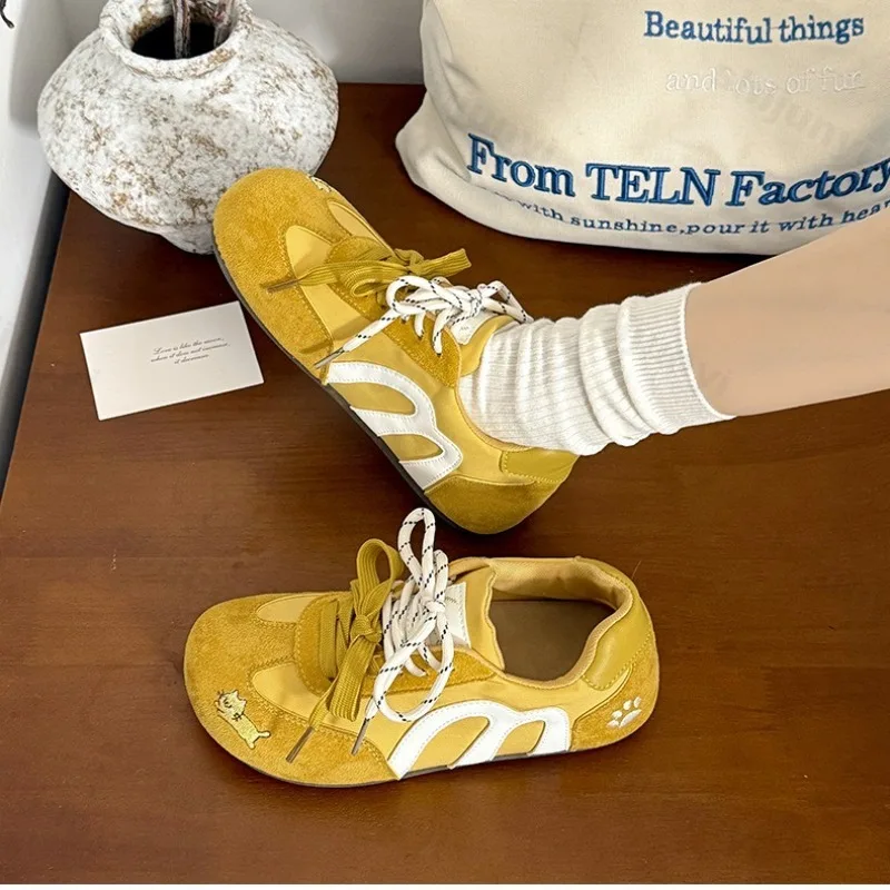 Woman's Casual Sport Shoes Fashion Color Blocking Comfortable Soft Sole Low Top Flat Shoes Trendy Versatile Non Slip Sneakers