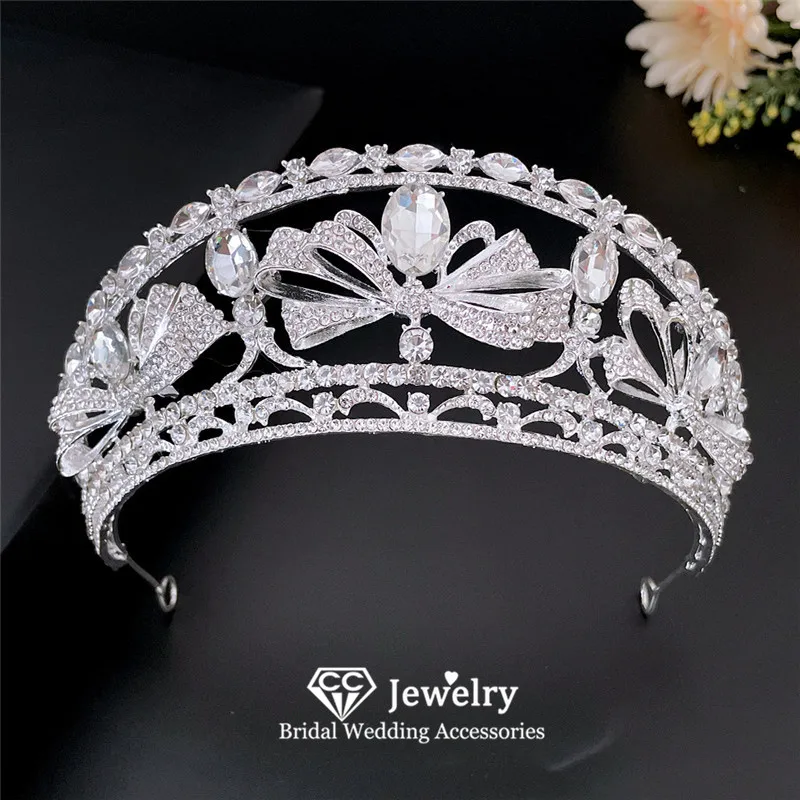 

CC свадебная корона женские аксессуары свадебные повязки на голову обручальные прически в форме банта короны в стиле барокко диадемы блестящие YQ166