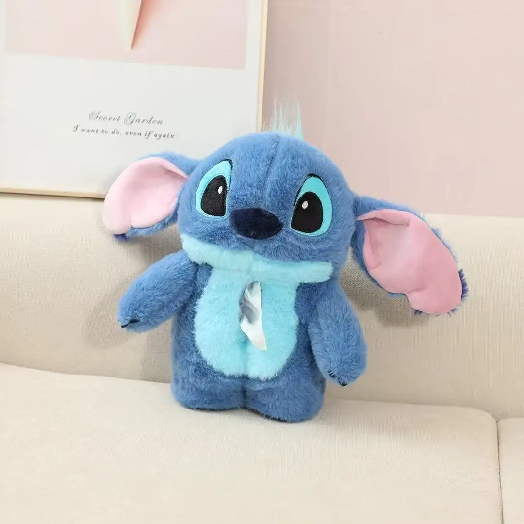 Коробка для салфеток Disney Stitch, мультяшная плюшевая автомобильная коробка для салфеток, чехол для салфеток, коробка для хранения, предметы для украшения дома, красивая и практичная