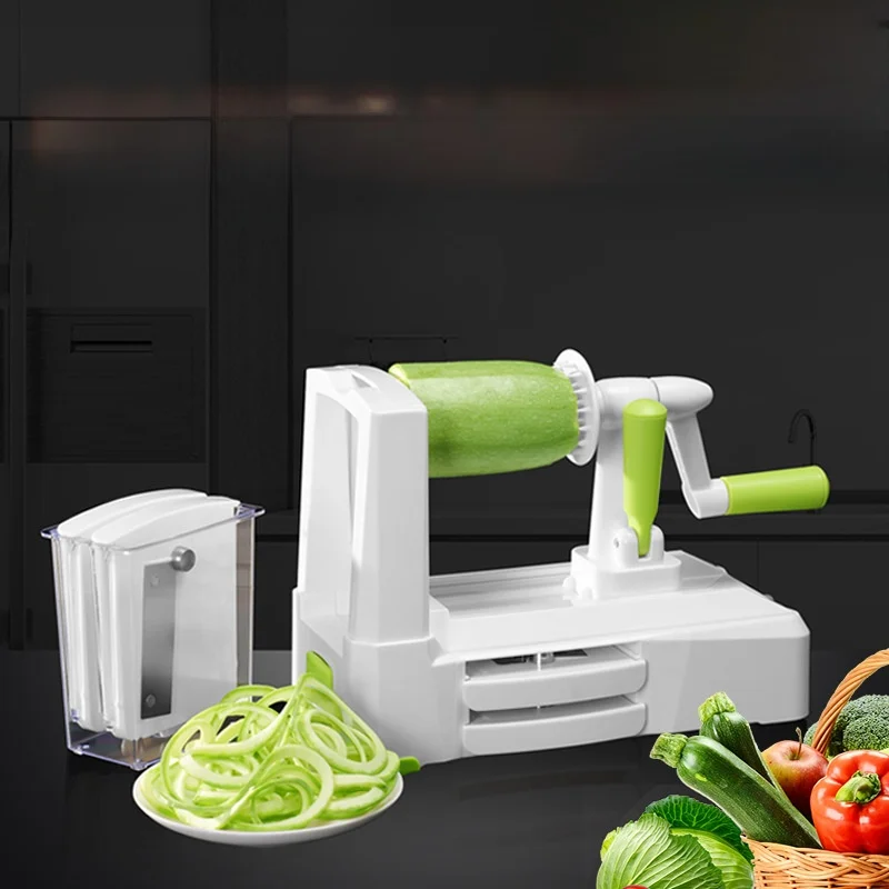 

Hand-Cranked Multi-Functional Vegetable Cutter Home Use Potato Carrot Spiral Shredder Slicer Safety Strip Cutter Kitchen Tool