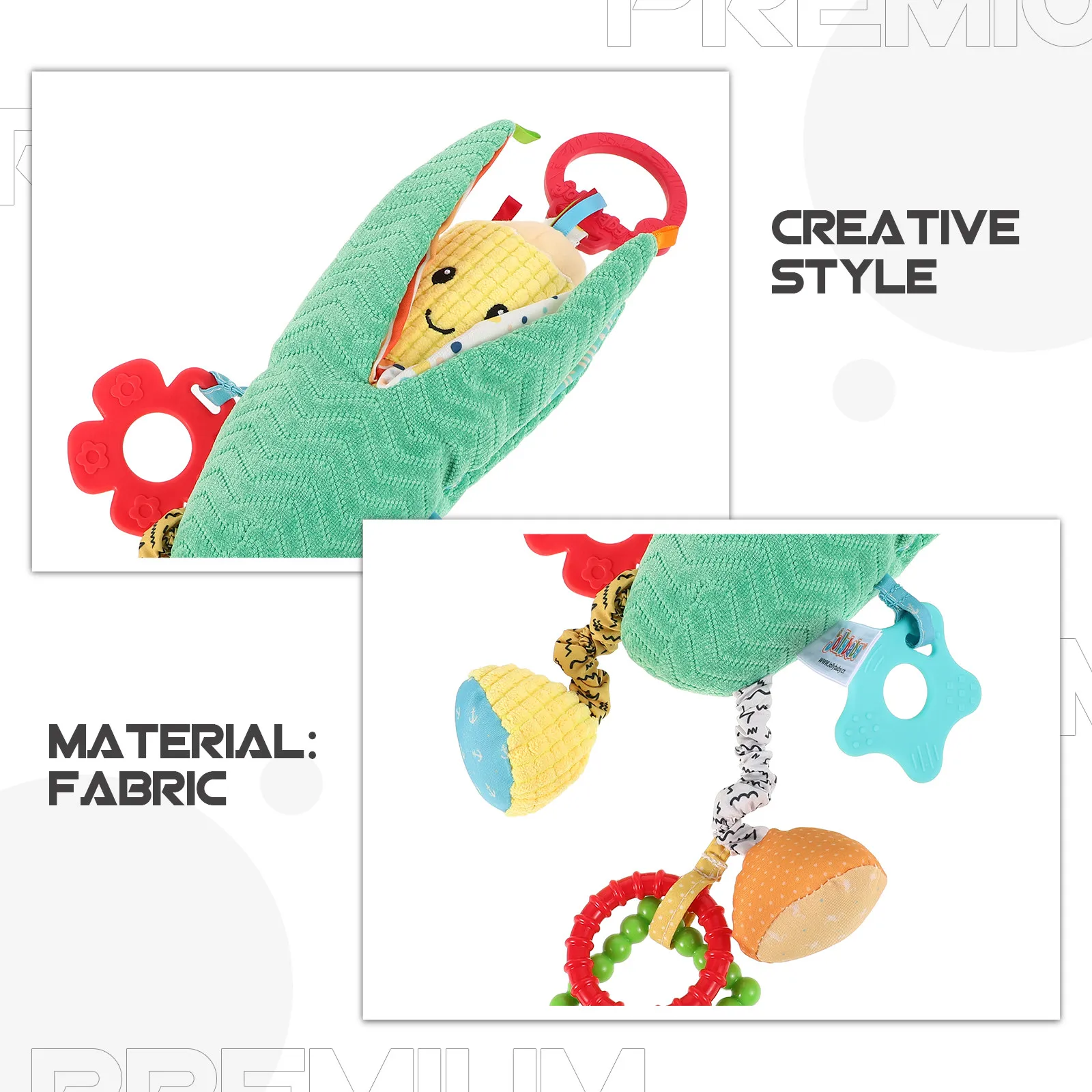 Newborn Baby Simulation Rattle Hanging Hand Soft Eye Coordination for Car Crib Stroller Bed Hanging Dangle Rattle