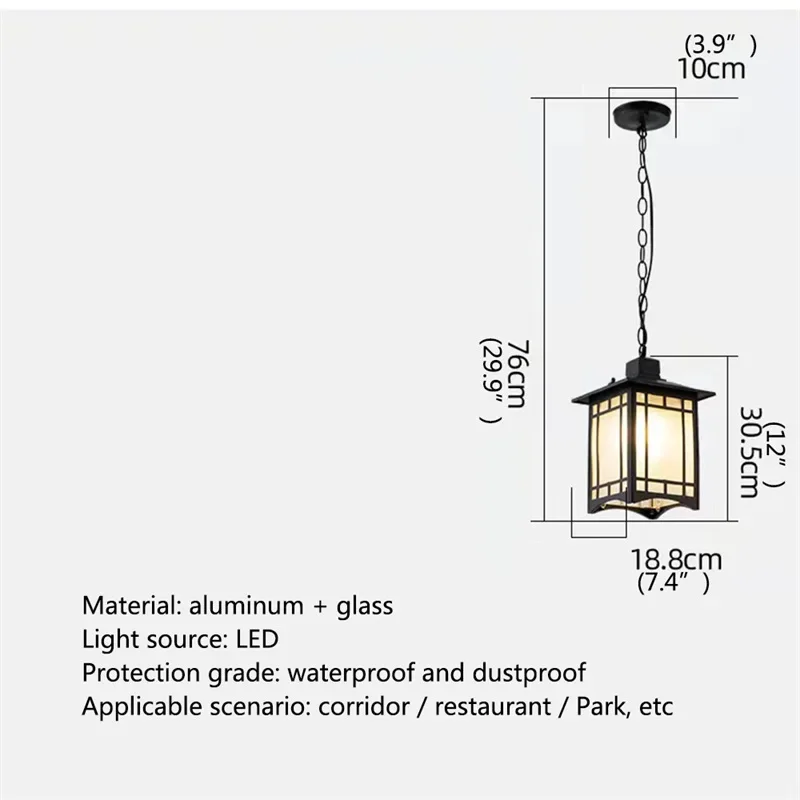 COLIN Classical Pendant Light Retro Modern Outdoor LED Lamp Waterproof for Home Corridor Decoration