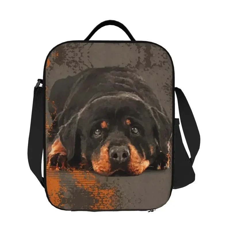 Lancheira de cachorro Rottweiler fofa personalizada feminina refrigerador térmico lancheira isolada para crianças escola