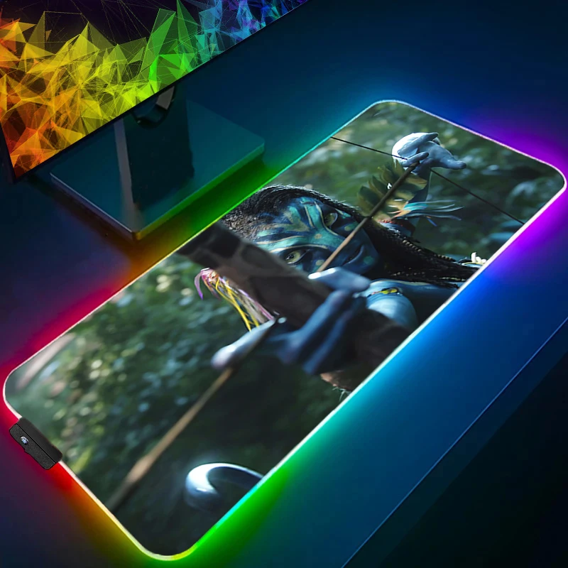 แผ่นรองเมาส์ RGB Avatar Professional Office สำหรับแล็ปท็อป นักเล่นเกมอีสปอร์ต ความเร็วสูง สำหรับพีซี แผ่นรองคีย์บอร์ดยาง ไฟแบ็คไลท์ LED แผ่นรองเมาส์สำหรับโต๊ะทำงาน