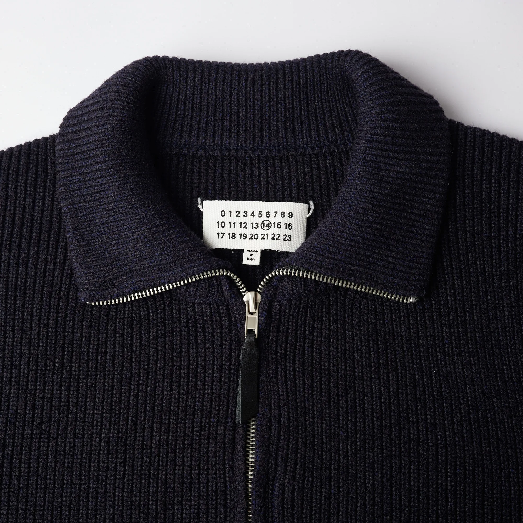 Four Cornered Navy Blue and Dark Green High Neck Stand Up Collar Wool Zipper Knitted Cardigan Sweater Jacket for Men