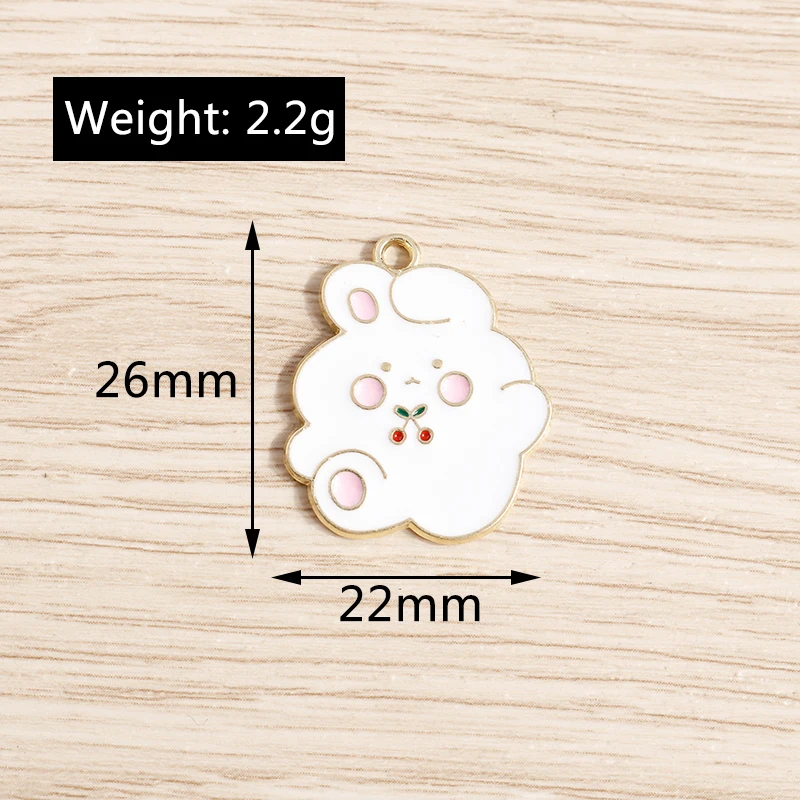 Tusember 10 Stück Emaille-Anhänger mit niedlichem Häschen-Motiv, weißer Hase, für die Schmuckherstellung, DIY-Ohrringe, Halsketten, handgefertigte Accessoires – Detail 14