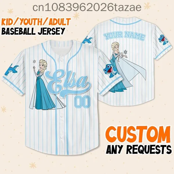 2025 Disney Baseball Shirt, Customizable, 3D Printed Casual Fashion Button Baseball Shirt