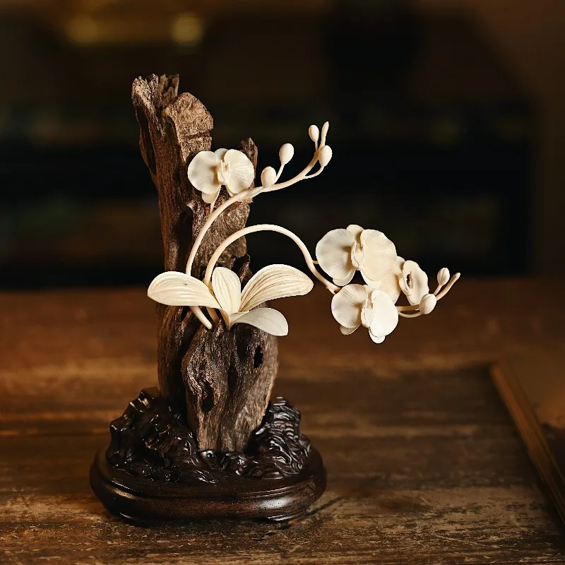 "Gentleman's Orchid" ornament wood carving Wenwan decoration gift