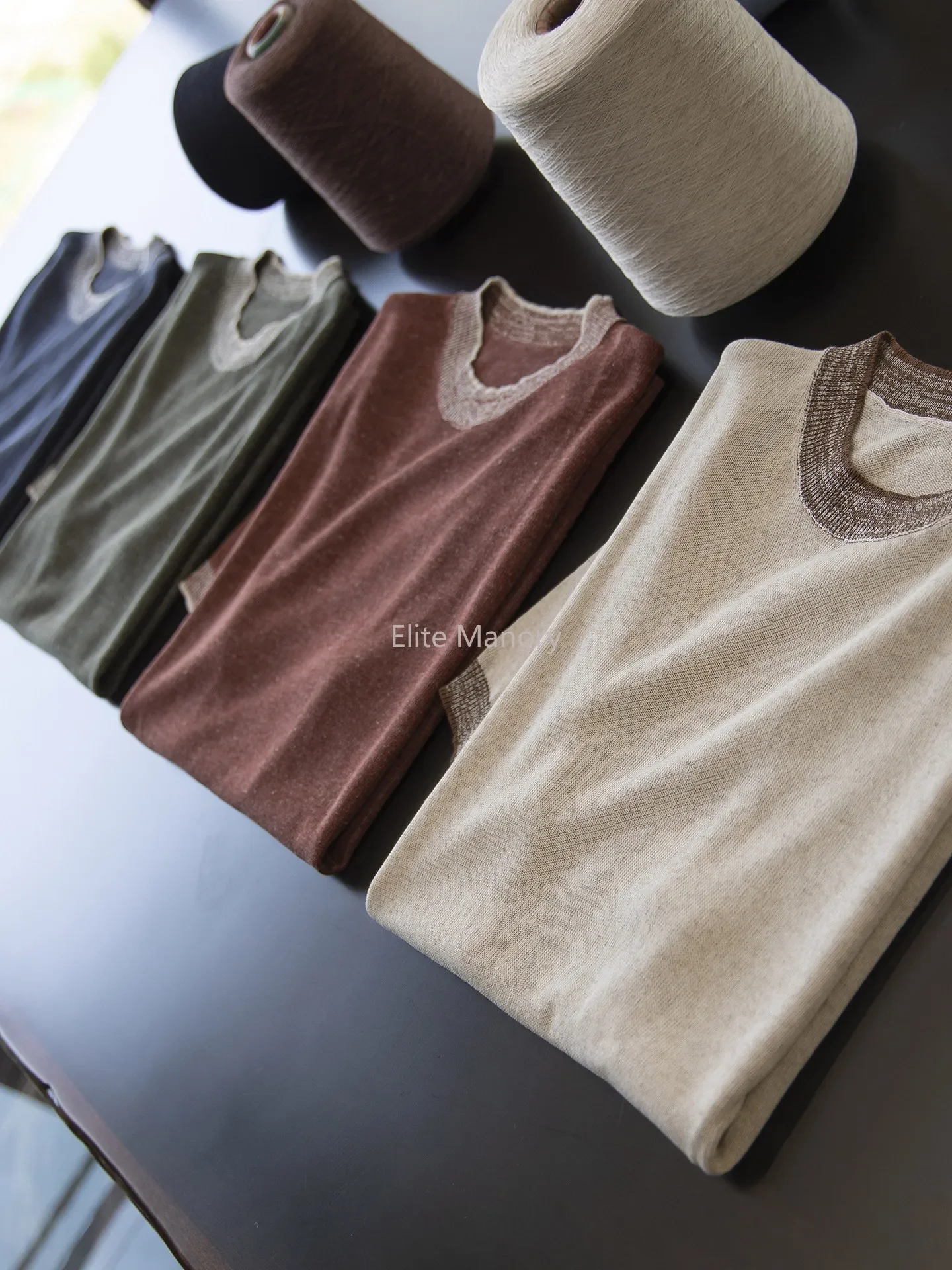 Summer thin old money wind relaxation knitted short-sleeved t-shirt