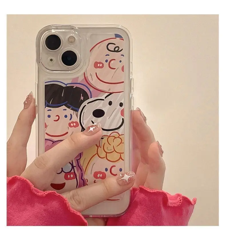 MINISO Cute Snoopy Cartoon Phone Case For iPhone 15 14 13 12 Mini 11 Pro Max X XR XS 6 7 8 Plus Soft Transparent Cover Girls Y2K