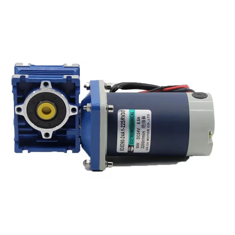 12V 24V 90W NMRV30 DC Worm Gear Motor with Single Output Shaft RV30 Adjustable-speed CW CCW High Torque