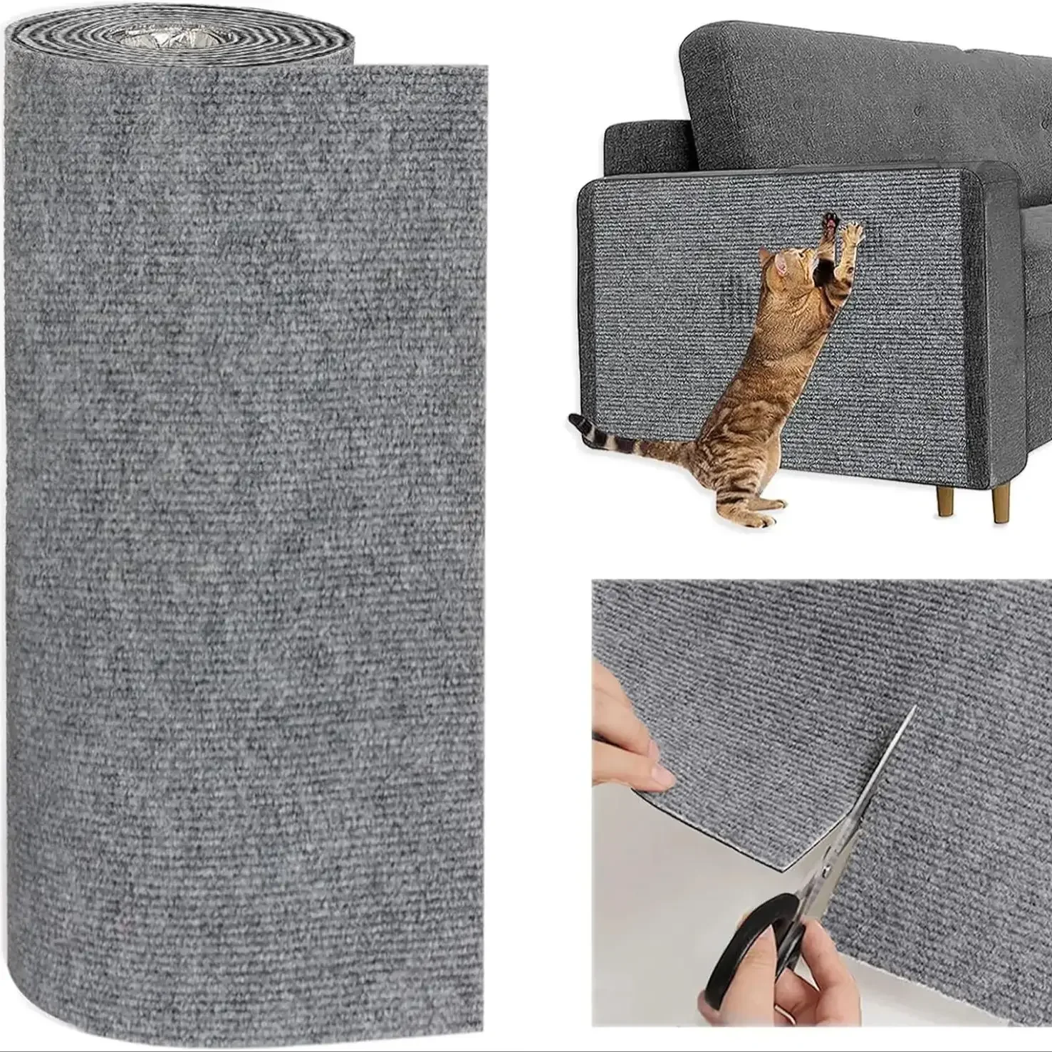 Self Adhesive Cat Scratching Mat Trimmable Carpet Furniture Protector Tape for Sofa Wall Corner Cat Scratch Board Accessories