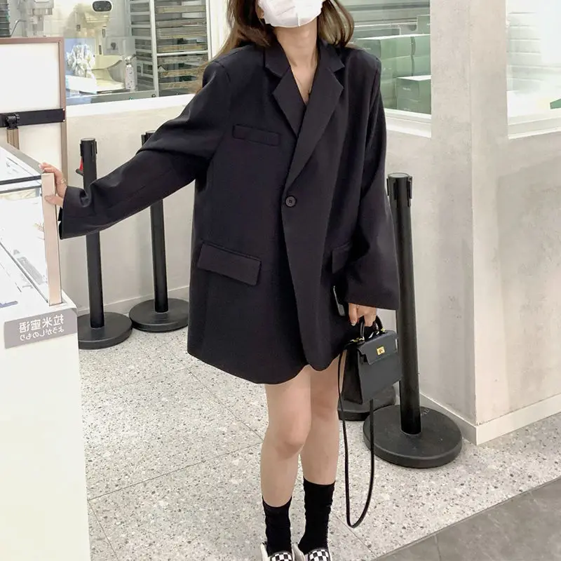 Oversize Black Blazer Women Korean Chic Suit Office Ladies Coat Women Clothing Long Sleeve Button Luxury Brand Jackets Blazers