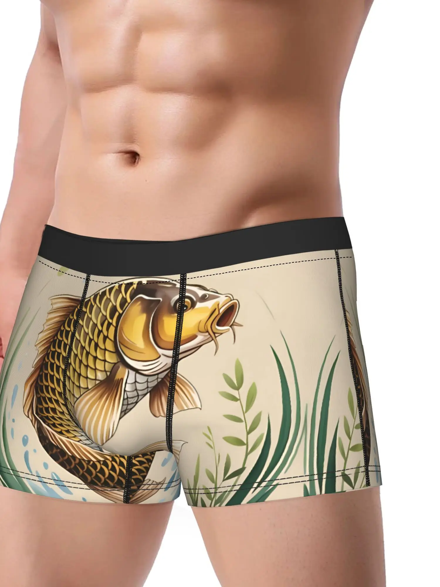 Golden Carp Circle Fish Men Underwear Printed Boxer Briefs