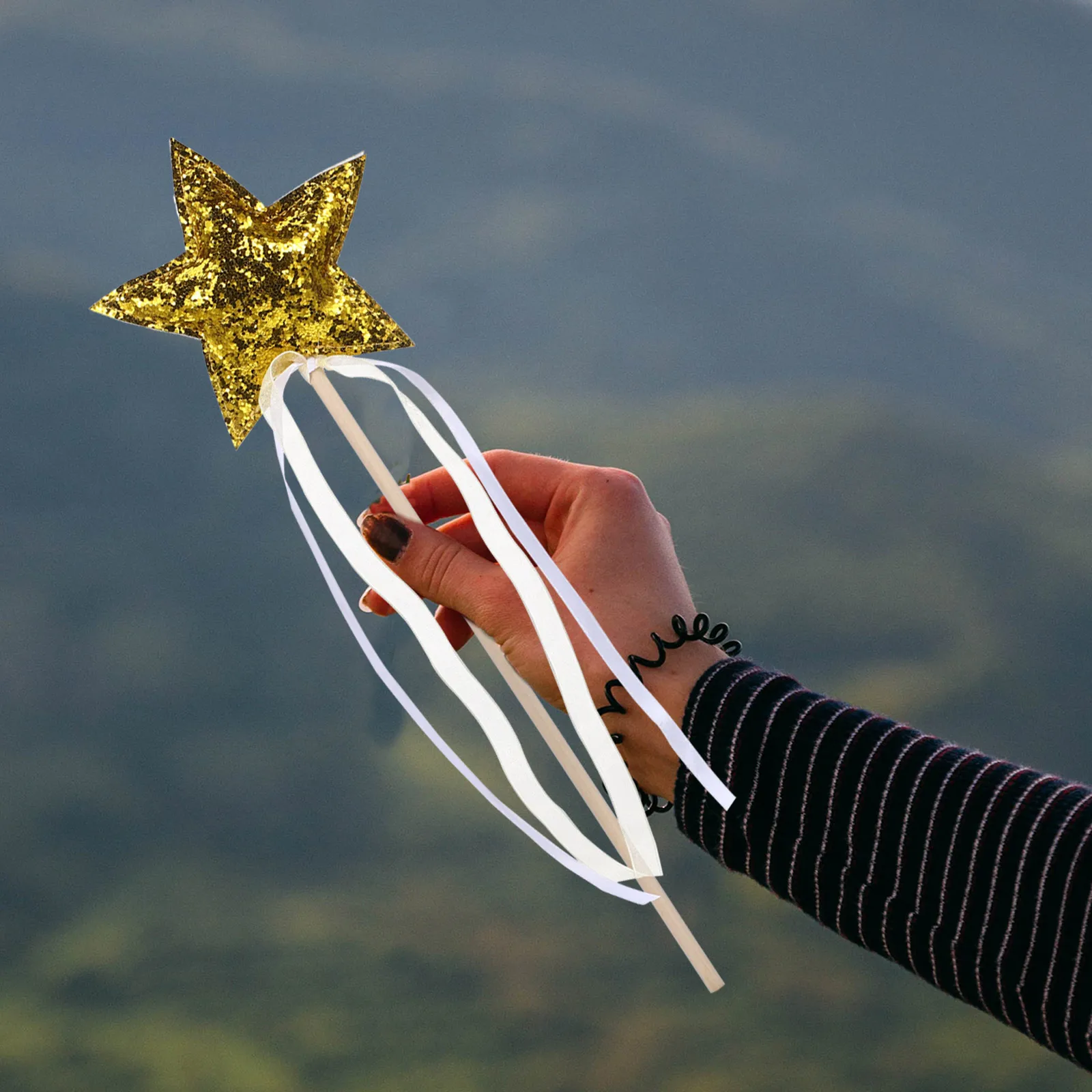 

Fairy Wands Star Design Ribbon Craftsmanship Wood Cloth Versatile Birthday Parties Stage Shows Cosplay Favors Gift