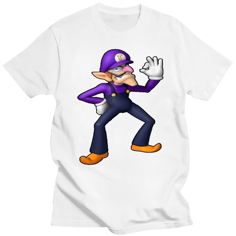 Men's Waluigi Cartoon T-shirt Black Cheap fashion short sleeved tee shirt