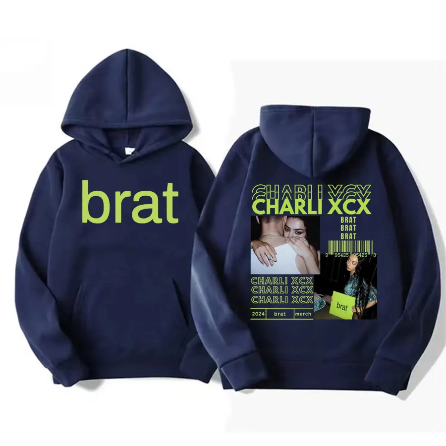 Charli XCX Brat Green 2024 Merch Sweatshirt 365 Party Girl Album Tour Hoodies Men Women's Clothing Vintage Hip Hop Casual Hoodie