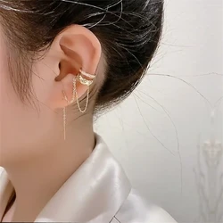 1 PC Non-Piercing Ear Cuff for Women Gold Color Link Tassel Earrings Hiphop Bohemian Fake Cartilage Earring Fashion Clips On