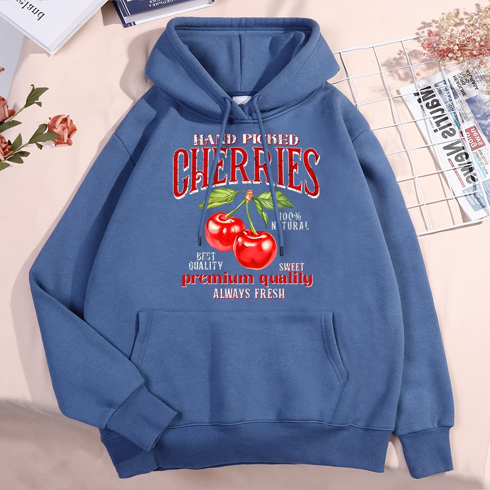 Hand Picked Cherries Print Men Women Clothes Crewneck Pullover Hoody Oversized Fashion Sweatshirt Fleece Casual Hoodie Couple