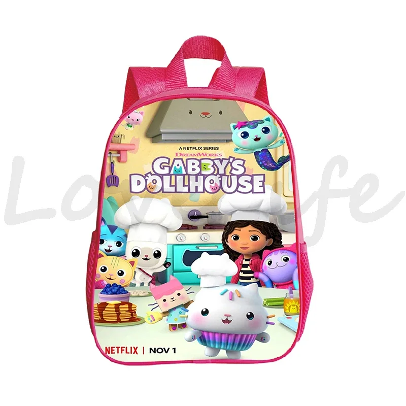 Rosa Gaby's Puppenhaus Rucksäcke Kinder Mädchen Schult aschen 12 Zoll Bücher tasche Kinder 3D Anime Cartoon Rucksack Mujer Geschenke Mochila