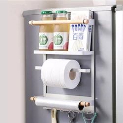 Magnet Fridge Shelf Magnetic Paper Towel Holder Kitchen Organizer Shelf Spice Storage Rack Kitchen Accessories