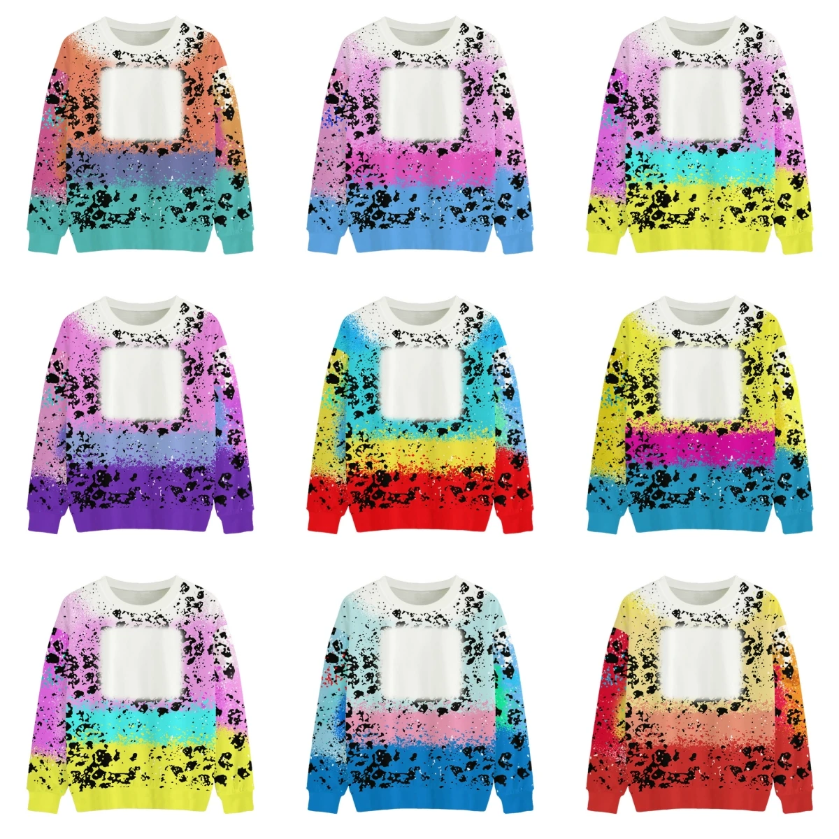 

Thermal Sublimation Blank Print Unisex Pullover Multiple Color Gradient With Spot Trend Style Crewneck Long Sleeve Hoodie