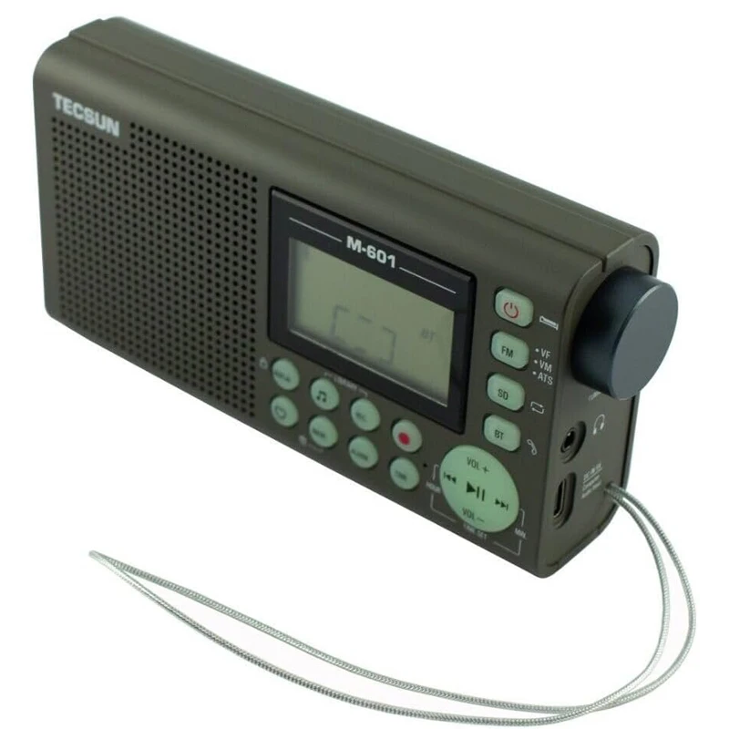 Tecsun M-601 Rechargeable Digital Portable FM Radio, Audio Recorder & Player with Bluetooth 5.0, USB-C Micro SD Card Slot