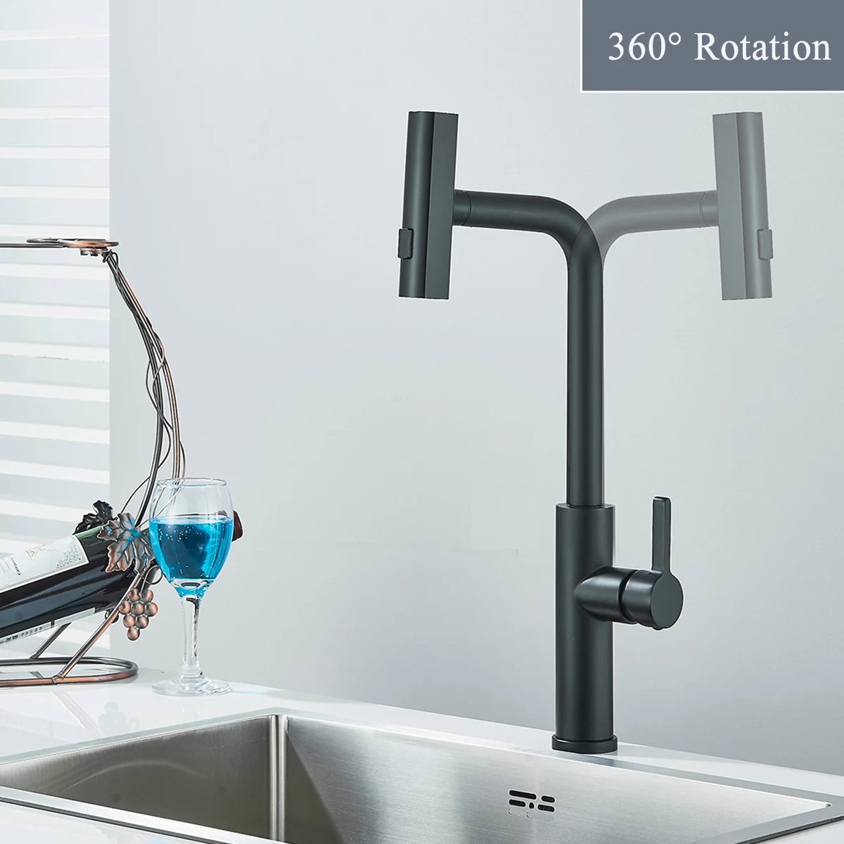 Multi-function Kitchen Faucet Sprayer Pull Out Hot Cold Water Mixer Kitchen Sink Tap Single Handle 360 Rotation Water Crane Tap