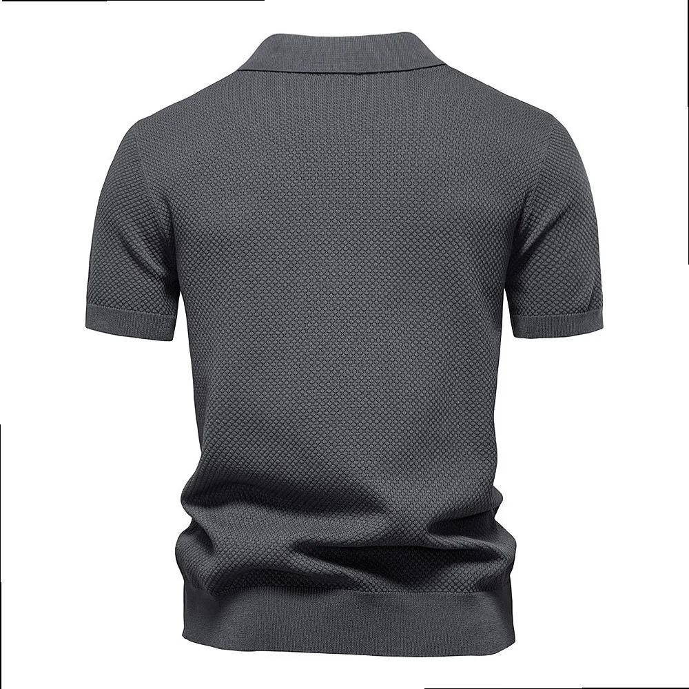 2025 Summer High Quality Pineapple Knit Polo Shirt Men Business Seagull Collar Short Sleeve Polos Tee