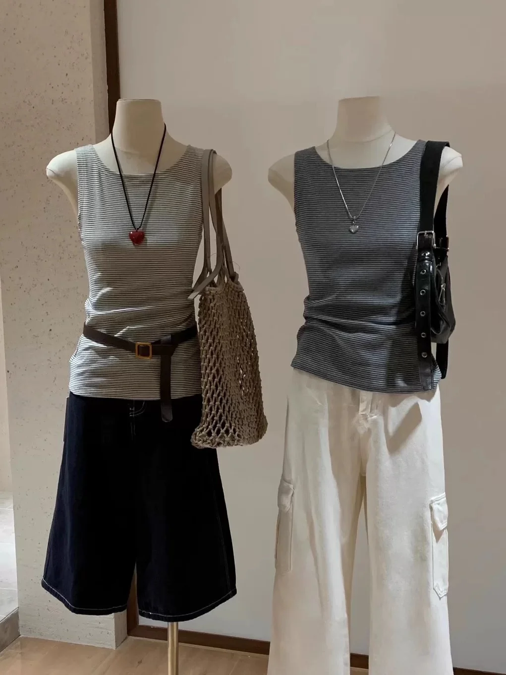 

Women's Knitted Stripe Tank Top 95 Cotton Svel Summer Spring Faion Versatile Base Layer Slim Fit Outerwear Innerwear