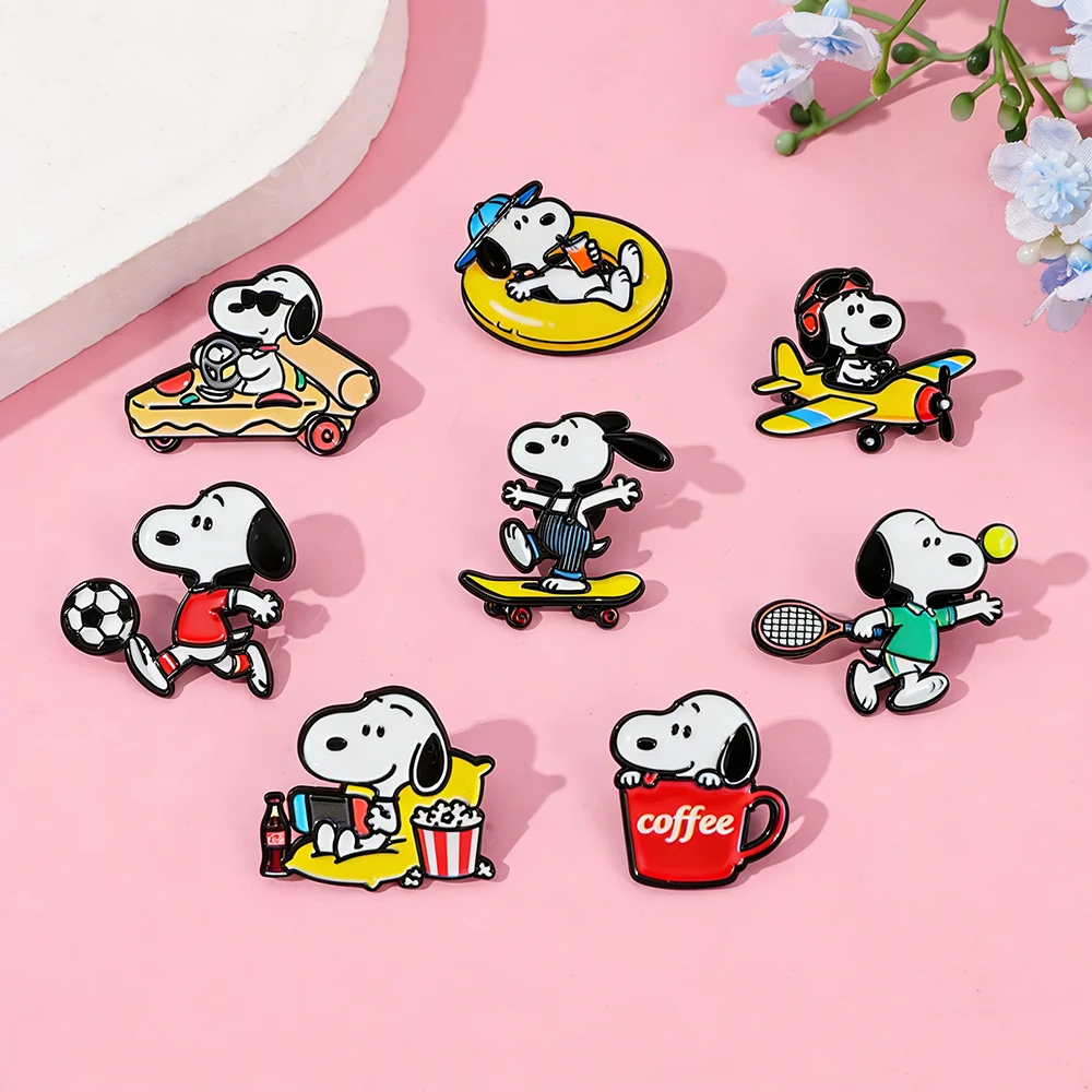 Snoopy & Charlie Brown Kawaii Enamel Pin Collection Cute Lapel Pins Alloy Badges for Backpack Accessories for Fans