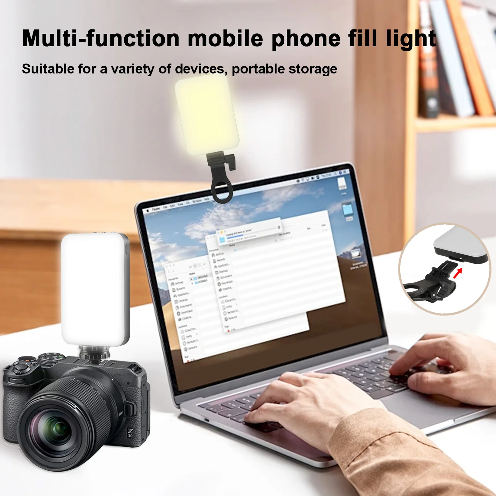 LED Camera Light Video Lights Photography Lighting with Clip Light with 3 Modes Video Light for Phone iPhone IPad Laptop