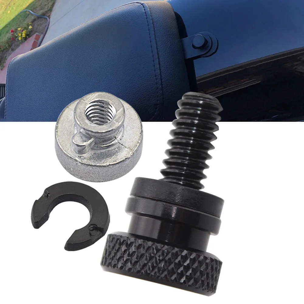 1 Piece Easy To Install Seat Bolt Aluminum Black Knurled Bolt Silver Nut For Harley Sportster Touring Softail Dyna Cvo 1996-2019