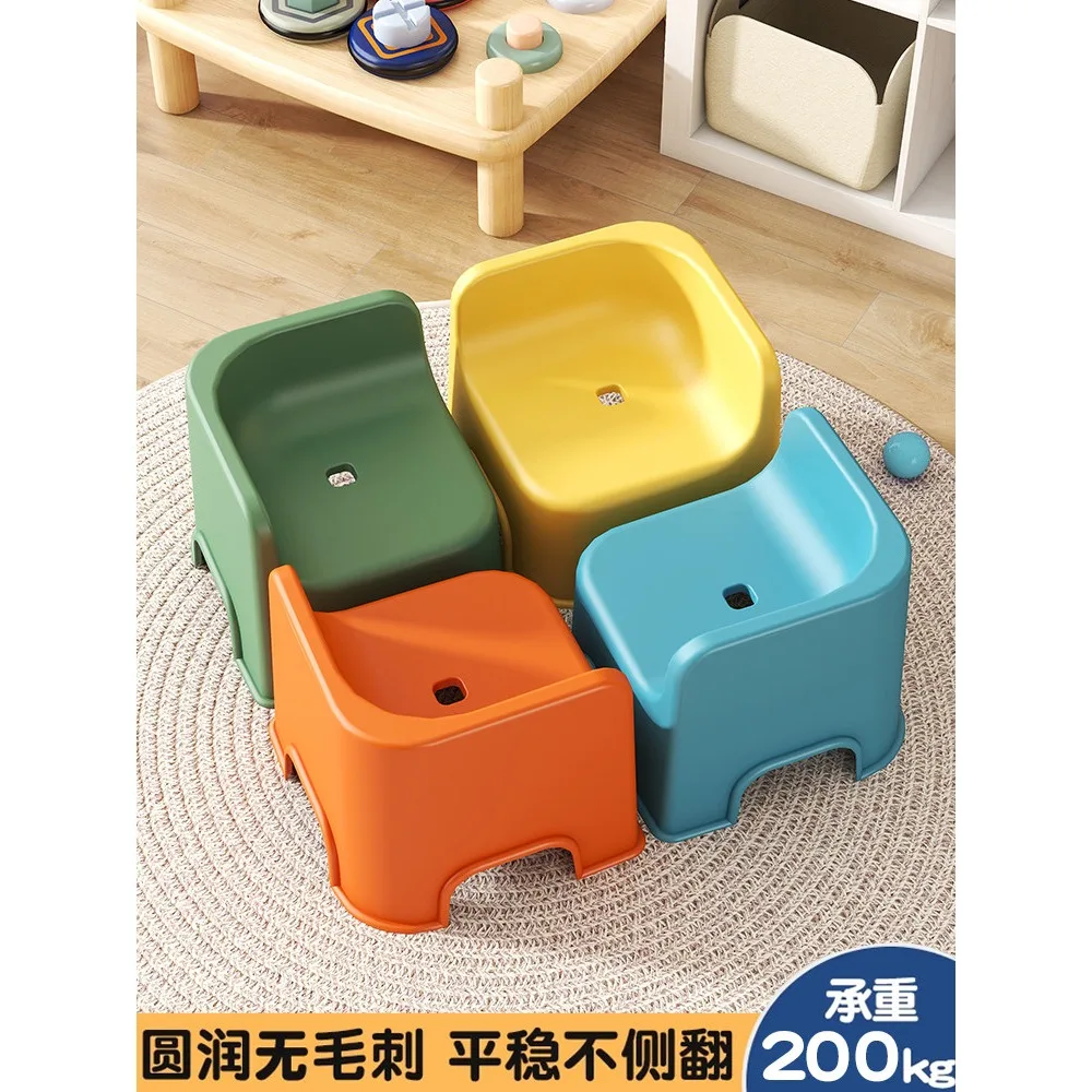 Children's plastic thickened household chair small bench living room seat low stool sofa shoe change stool bath stool
