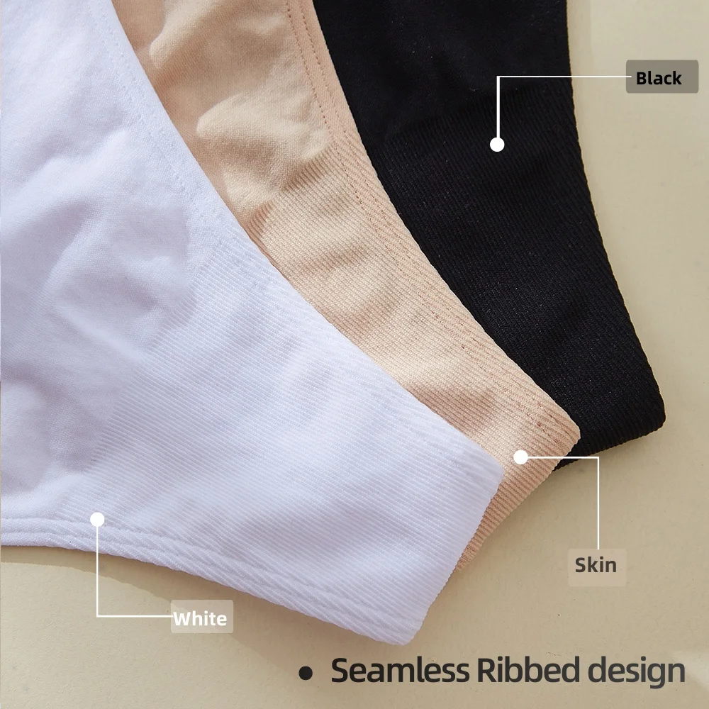 3 pçs/set sem costura tanga feminina roupa interior preto branco nu calcinha macia sexy confortável uso diário g-string