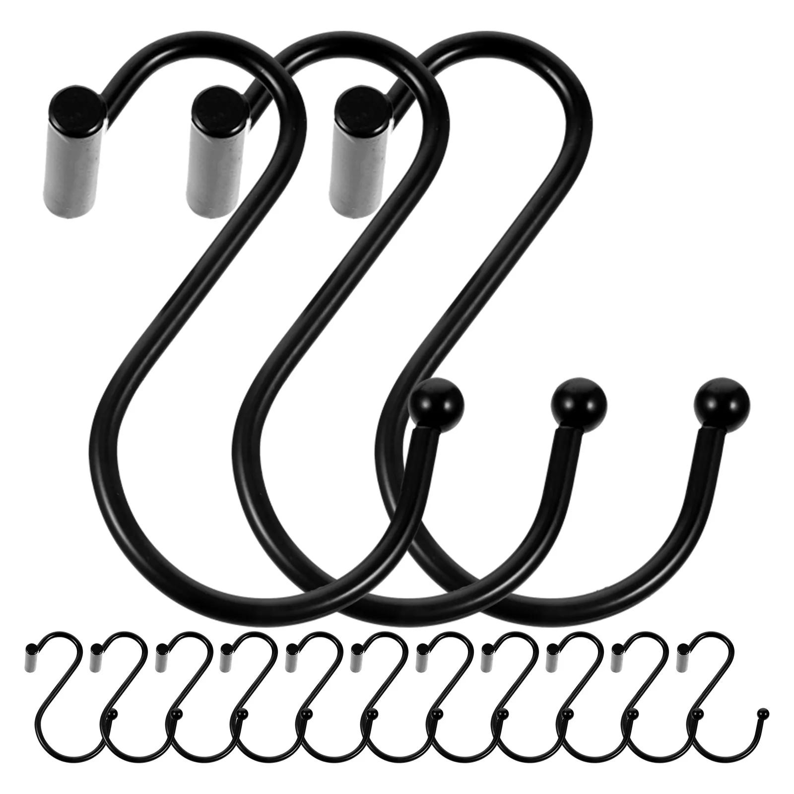 

24 Pcs Iron Shower Curtain Hooks Holders Tiebacks Black Rust Resistant Easy Installation Bathroom Accessories