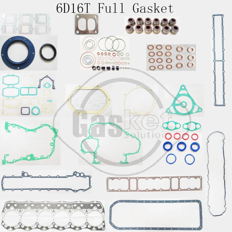 For Mitsubishi Engine 6D16 6D16T 7.5 LTR Fuso Truck Full Gasket Kit ME999904 ME996291 round hole Square hole