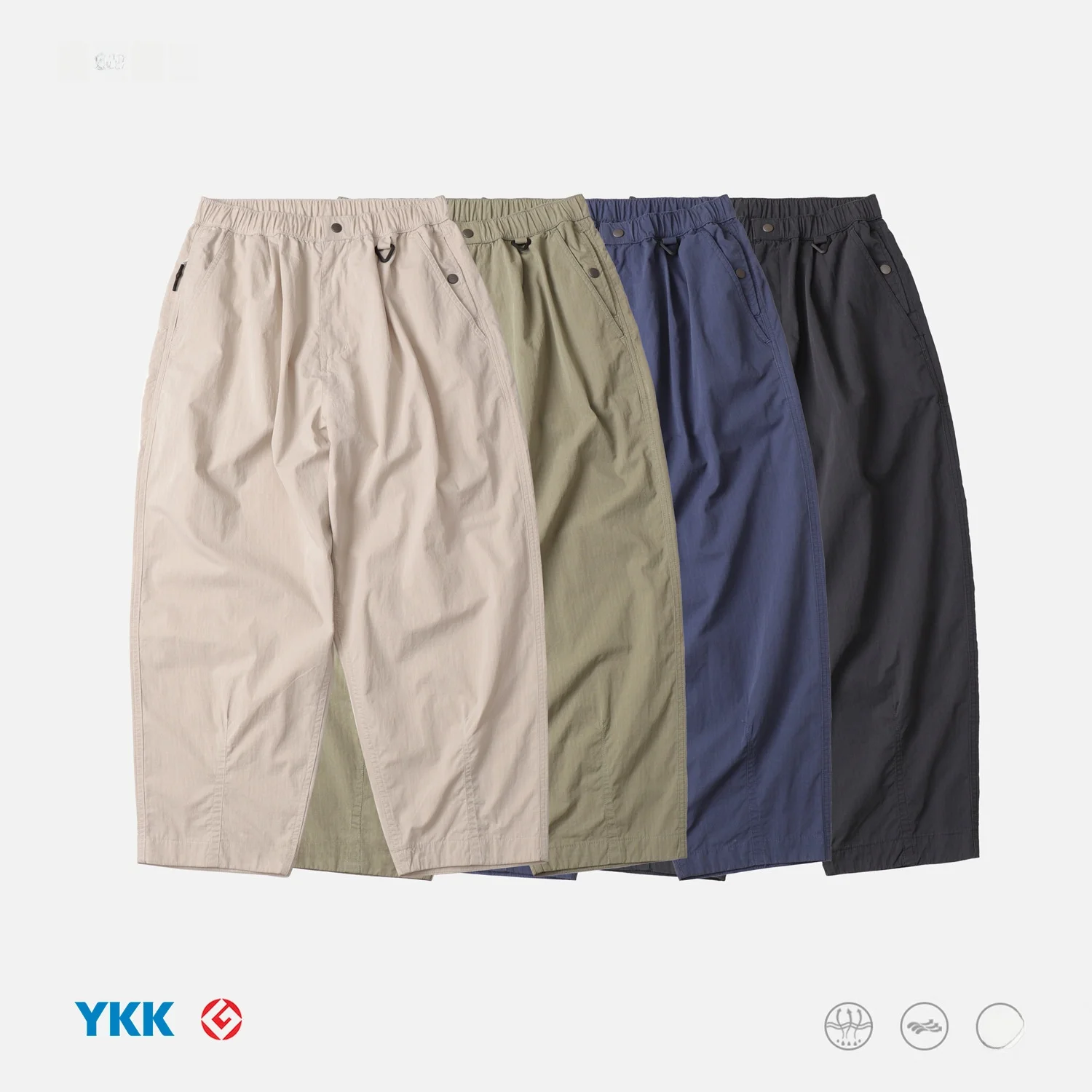 

Men's Casual Chino Pants High Waist Loose Fit Nylon Blend Lightweight Waed Nine-Tenths Tapered Patterned Youth Faion