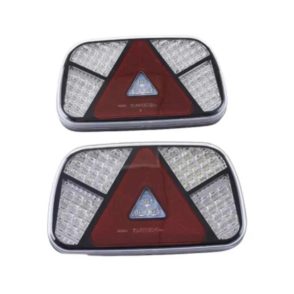 2PCS 12V 24V LED Tail Light Rear Stop Brake Fog Light Signal Lamp Reverse Reflector 6 Core Cable Wiring Harness Truck Trailer