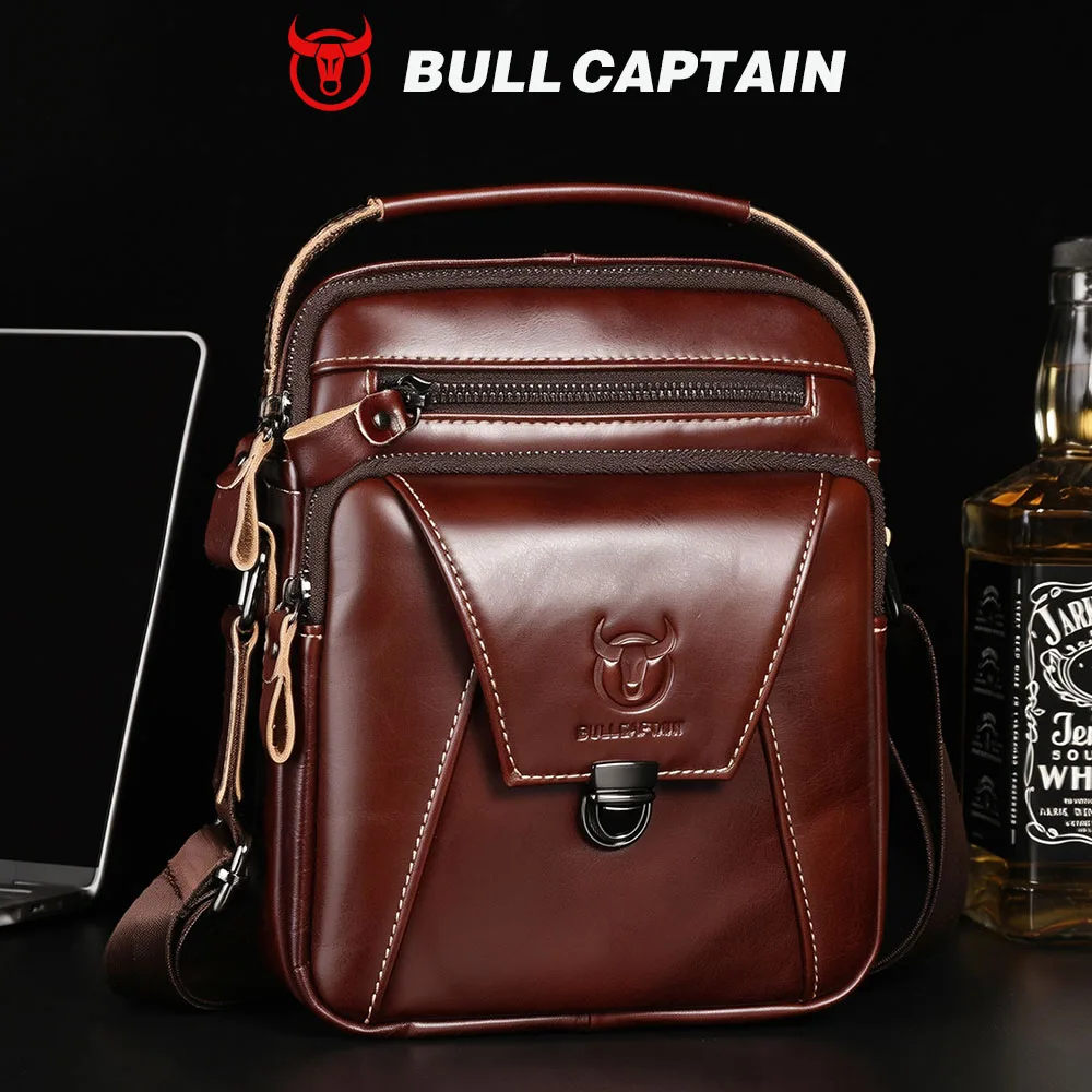 

BULLCAPTAIN Мужская кожаная сумка с диагональным плечом, деловая повседневная новая индивидуальная маленькая сумка