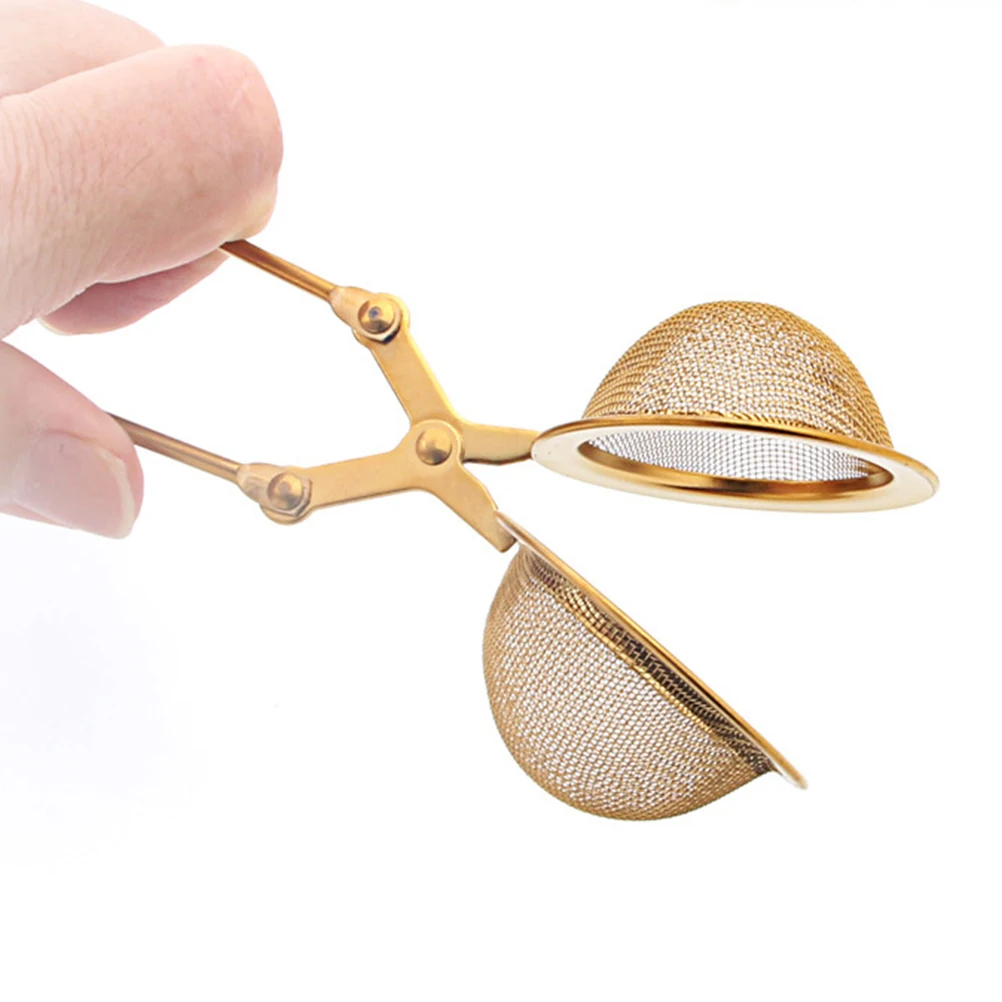 

2pcs Stainless Steel Strainer Household Golden Compact Lightweight Fine Mesh Filter Modern Design Portable for Loose