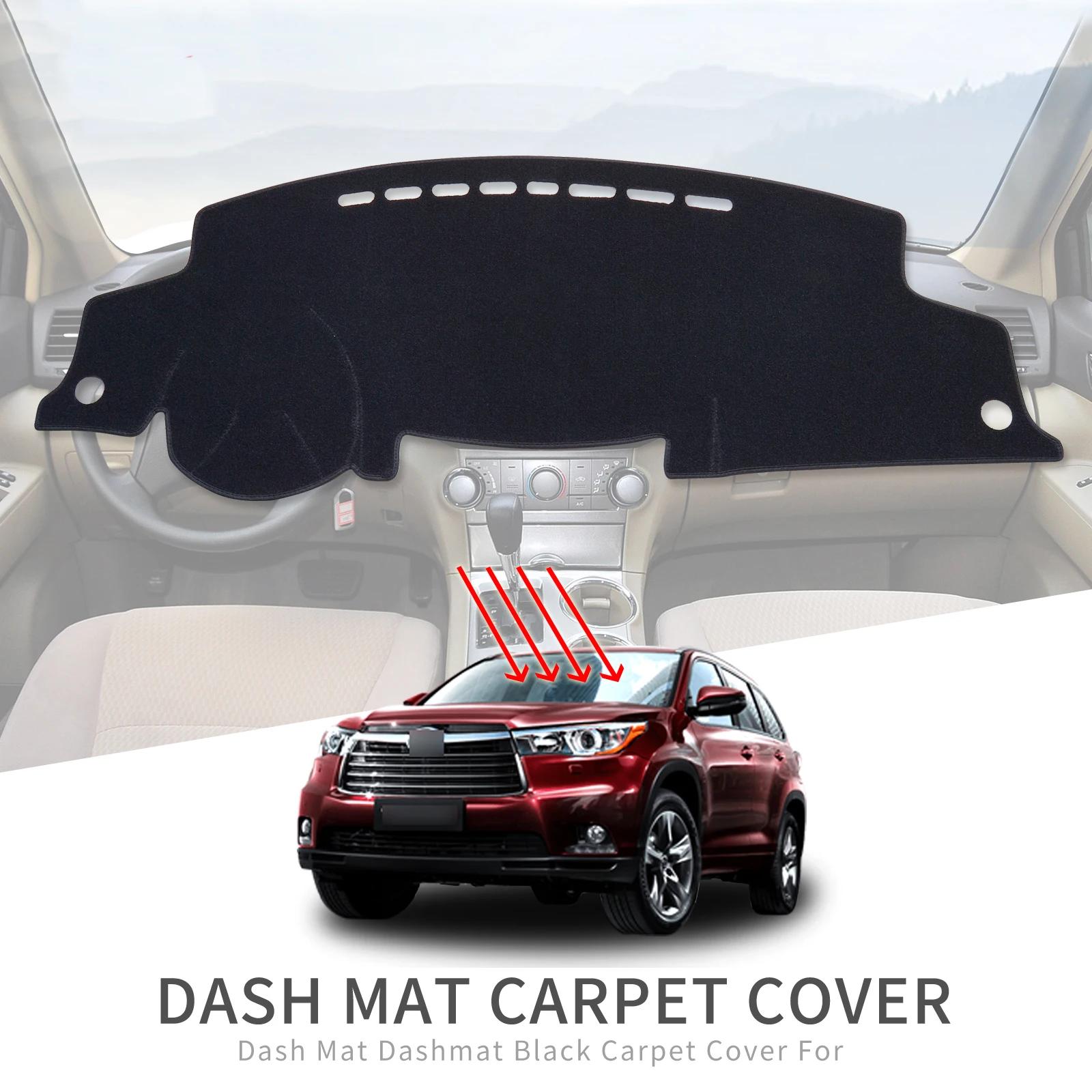 

Car Dashboard Mat for Toyota Highlander Kluger 2008-2013 Sunshade Protective Carpet Dash Mat Dashmat Accessories