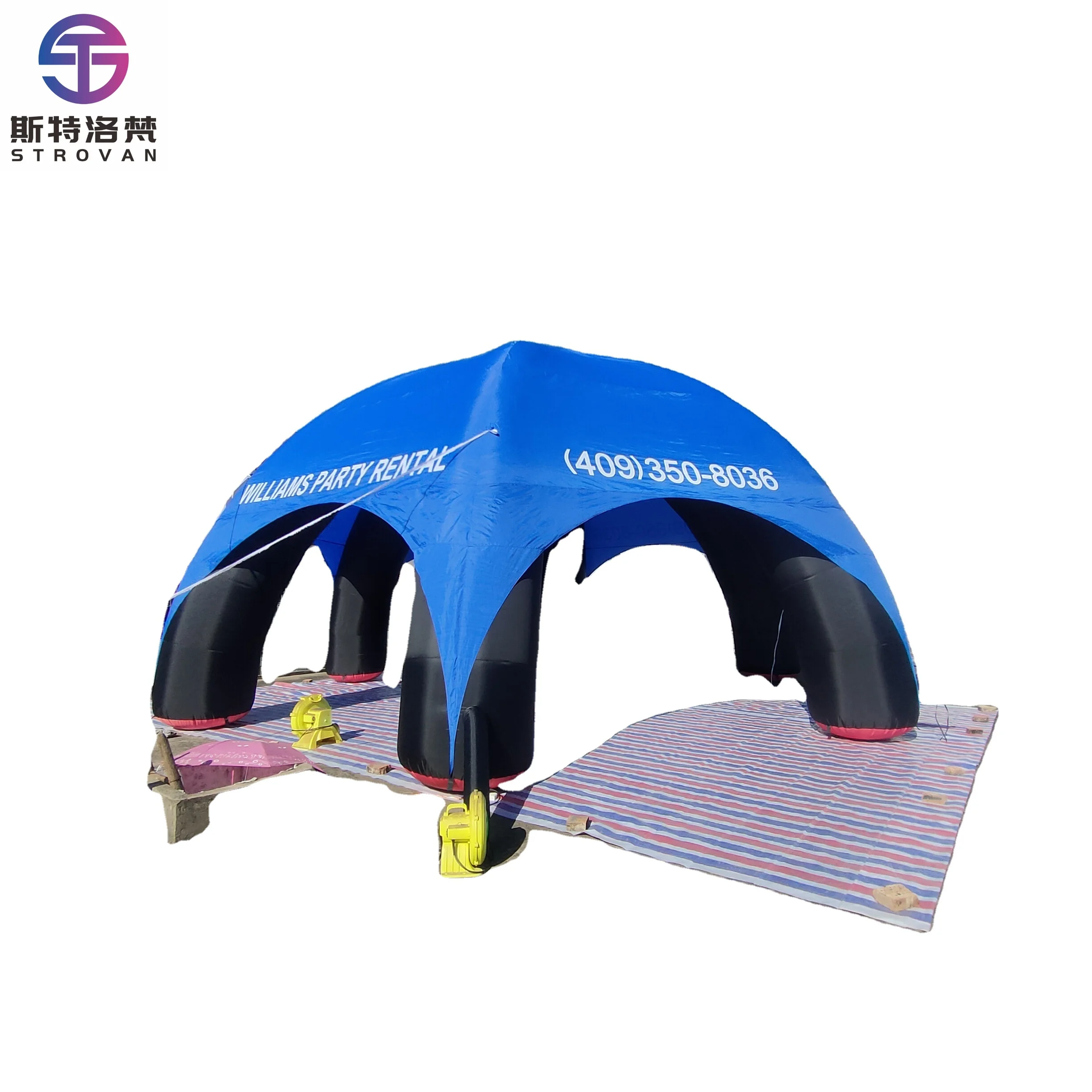 

STLF 8m Diameter Trade Show Tent Rental USA Black Columns with Blue Tarpaulin Inflatable Spider Dome Advertising Inflatables