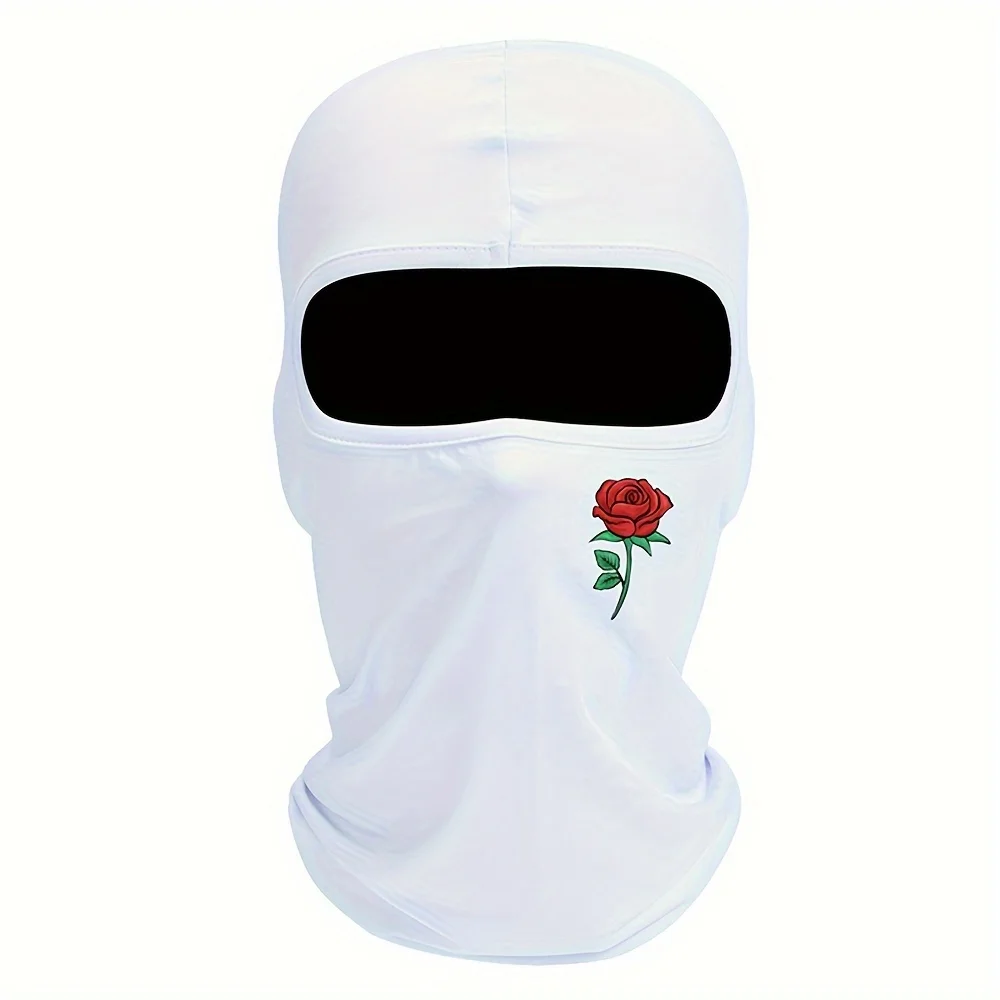 Rose printed balaclava hat windproof and sun resistant ski mask suitable for outdoor cycling and travel image 5