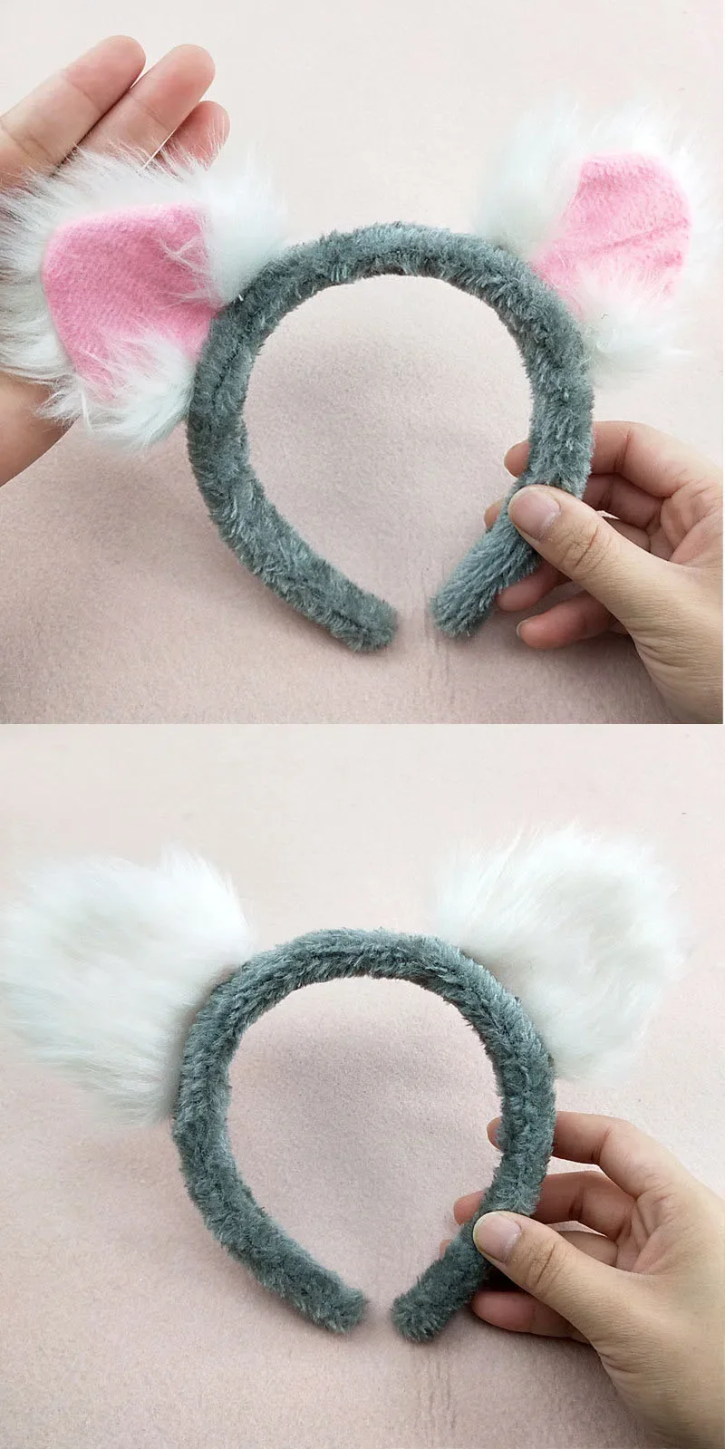 Plush Koala Ear Headband Girls Fashion Hair Hoop Lovely Gift  Party Photo Props Carnival Headwear Decor  Costume Cosplay