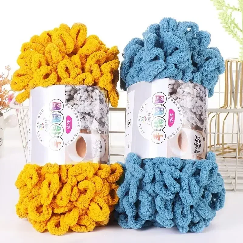 Chenille Yarn Thread for Hand Woven Blanket, Finger Loop, Puffy, Soft, Chunky, Scarf, Mat, Knitting, Crochet Wool, 100g