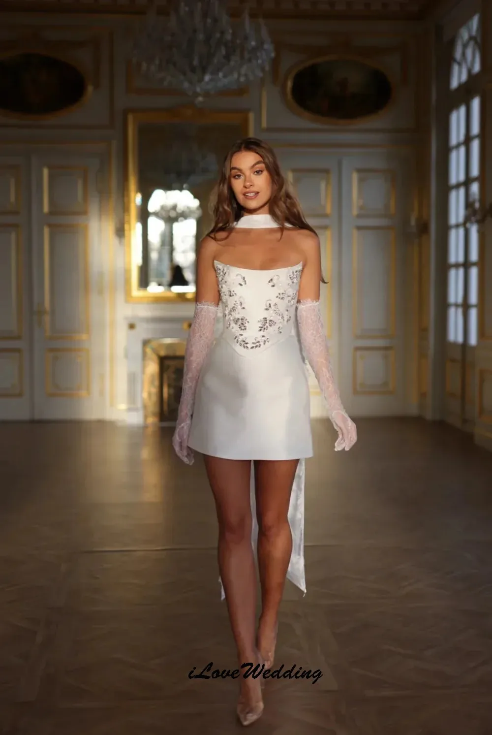 

Customized Strapless Homecoming Dresses 2025 Mini Length A-Line Beading Lace-Up Backless Prom Dresses Women Ribbons Party Dress