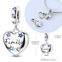 Original 925 Sterling Silver Bead Charm Colorful Zircon Openable Heart Pendant Fit Original Bracelet For Women DIY Jewelry Gift