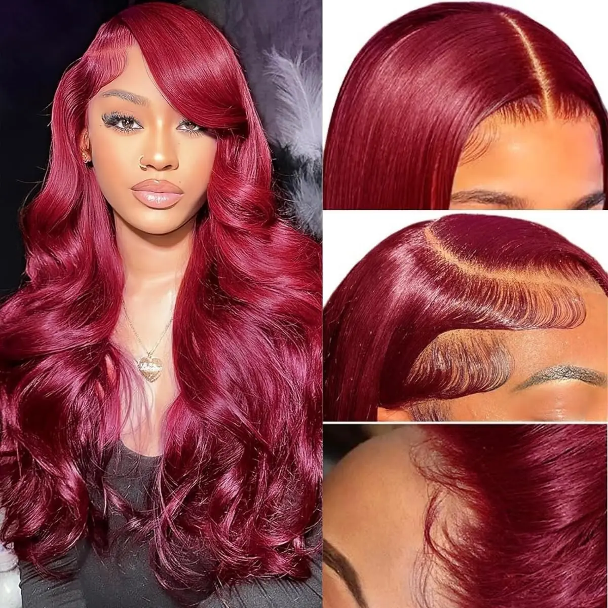 HD Transparent Burgundy Body Wave 13x6 Lace Frontal Wig Brazilian 13x4 Colored Front 100% Remy Human Hair Wigs For Women Choice